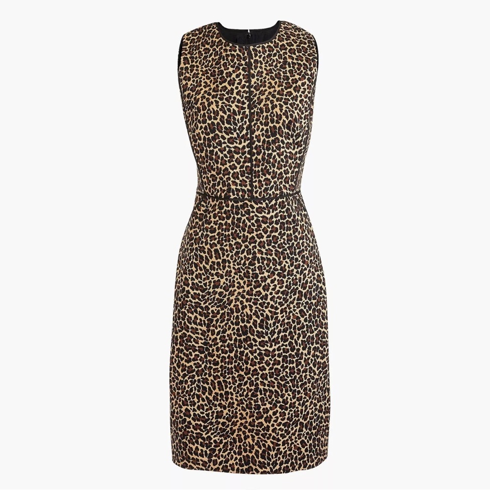 EUC J. Crew Leopard Print Sheath Suiting Dress 00